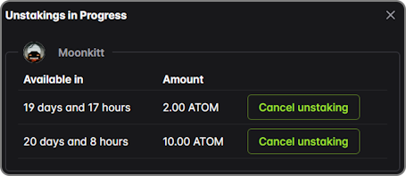 Cancel Unstaking