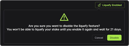 Disable Liquefy feature