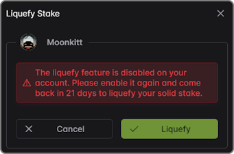 Disable Liquefy feature