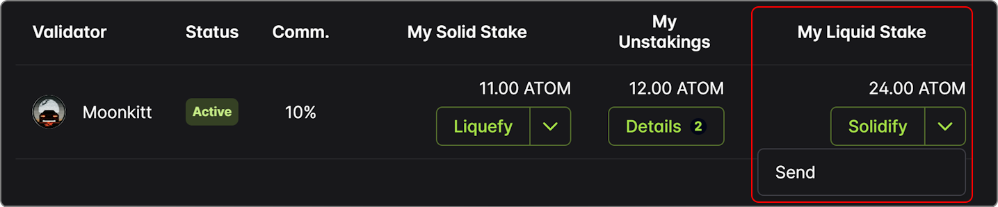 Liquid stake options